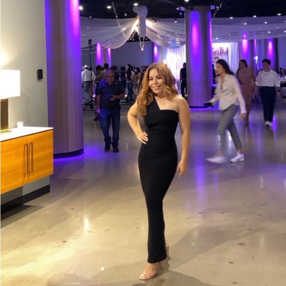 Prettylittlething black formal maxi dress